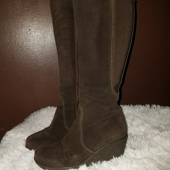 la canadienne gaby waterproof tall suede wedge boots